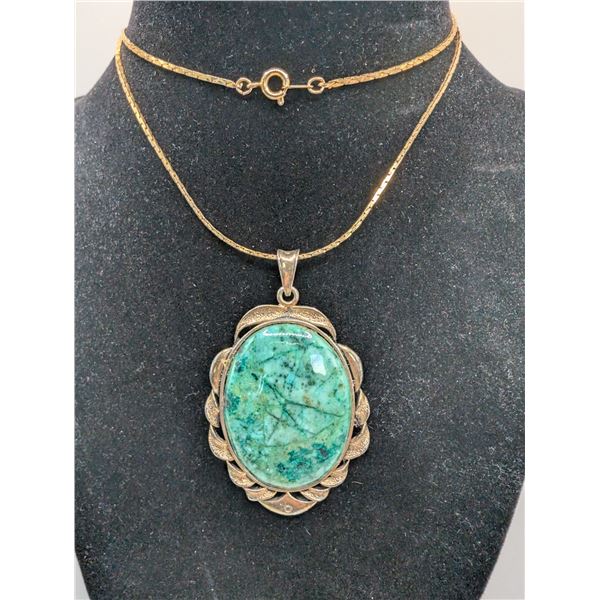 Turquoise Pendant Necklace with Chain