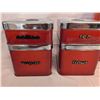 Image 3 : Red Kromex Kitchen Cannister Set and Paper Dispenser