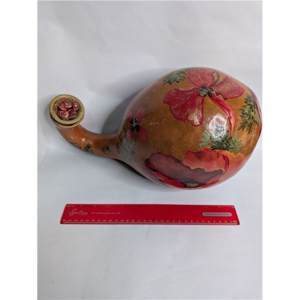 Large Hand Painted Goude with Poppies