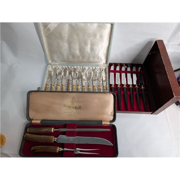 Haddon Hall English Carving Set Steak Knives and Vintage Toledo Cutlery Set