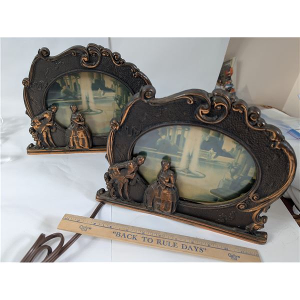 Antique Victorian Shadow Lamp Set