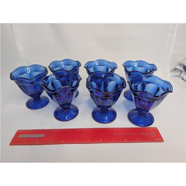 Set of Blue Glass Sherbert Desert Cups