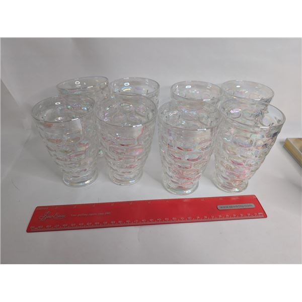 Thumb Print Iridescent Vintage Set of 8 Glasses