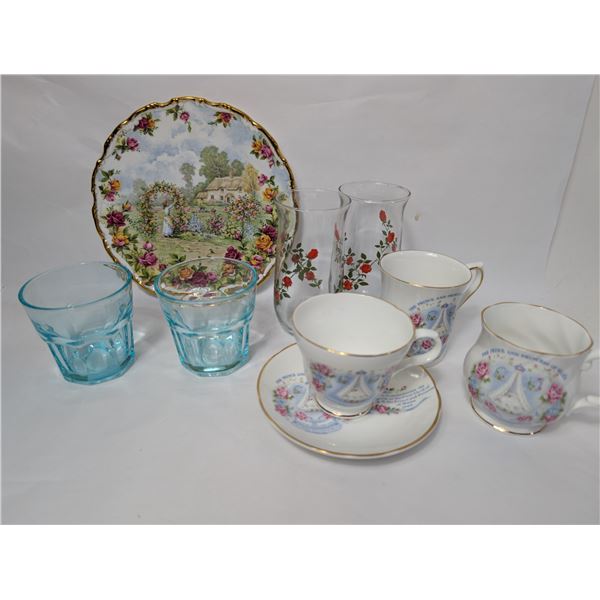 Royal Albert 25th Anniversary of Old Country Roses Plate and Glasses