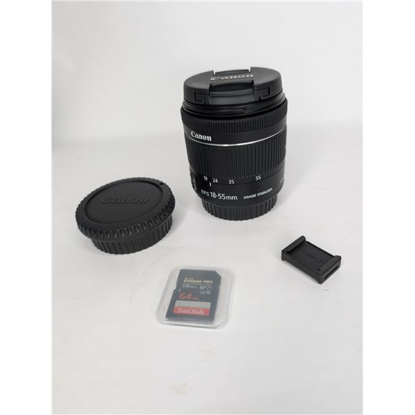 Canon EFS 18-55 mm Zoom Lens and 64 GB Memory Card