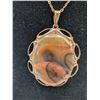 Image 2 : Banded Agate Pendant Necklace with Chain