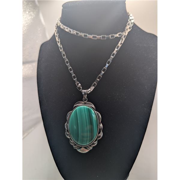 Malachite Pendant Stone Necklace