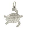 Solid 14K White Gold Detailed Polished Finish Turtle Charm Pendant w/ Bail