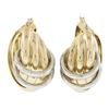 Image 2 : Solid 14K Two Tone Gold Polished Tubes Large 25.2mm Hallow Design Hoop Earrings