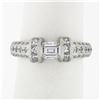Vintage Platinum 1.35 ctw Floating Diamond w/ Accents Hand Engraved Work Band Ri