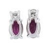 Image 5 : New Simple 10K White Gold 1.30 ctw Prong Set Oval Ruby & Diamonds Stud Earrings