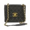 Chanel Black Quilted Lambskin Leather CC Square Medium Flap Shoulder Bag
