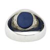 Vintage Men's 14k White Gold Bezel Linde Blue Star Sapphire Textured Dome Ring