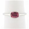 18k White Gold 0.81 ctw GIA Cushion Padparadscha Sapphire Bezel Solitaire Ring