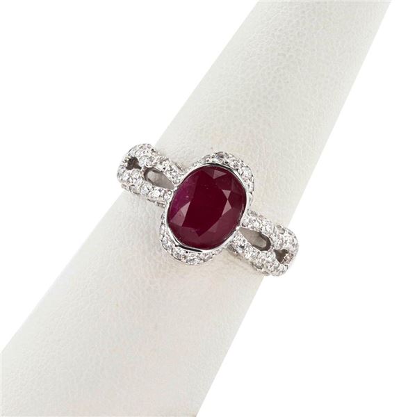 2.29 ctw BURMESE Ruby and 0.84 ctw Diamond Platinum Ring (GIA CERTIFIED)