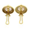 Image 6 : Vintage 18K Gold 13.1mm Mabe Pearl & Diamond Dual Finish Circle Button Earrings