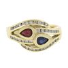 Image 4 : 14K Yellow Gold 0.96 ctw Ruby, Sapphire & Diamonds Moi Et Toi Bypass Band Ring