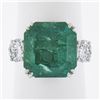 Image 9 : Vintage Platinum 10.31 ctw AGL Square Colombian Emerald w/ Diamond Cocktail Ring