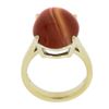 Image 2 : 14k Yellow Gold 18x13mm Oval Cabochon Orange Prong Set Agate Solitaire Ring