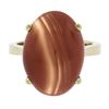 Image 5 : 14k Yellow Gold 18x13mm Oval Cabochon Orange Prong Set Agate Solitaire Ring
