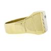 Image 5 : Men's 14k Yellow Gold Flush Set Cubic Zircon Rectangular Ribbed Line Signet Ring