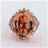 Image 1 : 12.17 ctw Morganite and 1.07 ctw Diamond 14K Rose Gold Ring