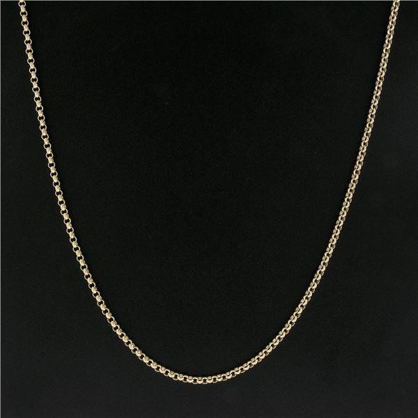 Vintage European 8k Yellow Gold 29.5" Interlocking Rolo Link Chain Necklace