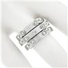 Image 3 : (3) New 14K Gold Puzzle Matte Finish Stack Band Rings W/ 0.46 ctw Bezel Diamonds