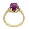 Image 2 : Vintage 14K Yellow Gold Oval Prong Solitaire Pink Stone w/ Scalloped Basket Ring