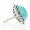 Image 5 : NEW Platinum 22.06 ctw Large Oval Cabochon Turquoise & Diamond Halo Cocktail Rin