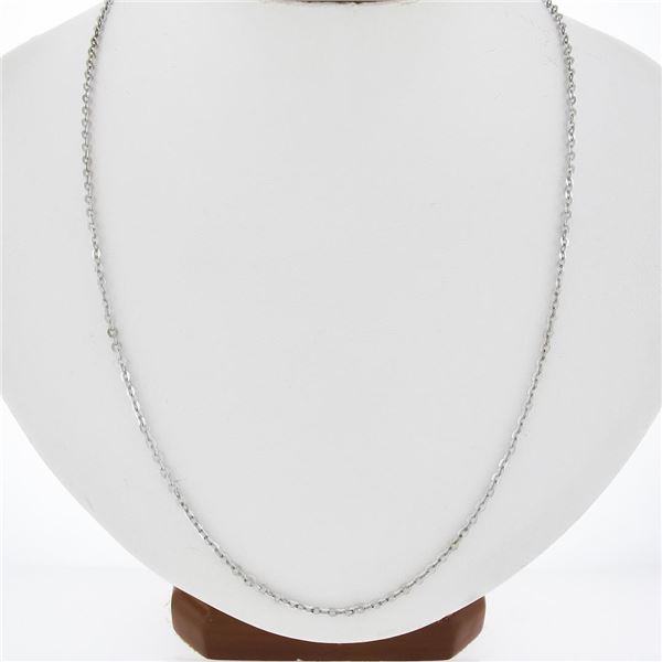 Vintage 18K White Gold Long 25" Cable Link Chain Necklace w/ Spring Ring Clasp