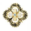 Vintage Victorian Revival 14K Gold Cabochon Opal Open Quatrefoil Pin Brooch