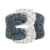 Levian 18k White Gold 1.80 ctw Pave Set Sapphire & Diamond Large Wide Buckle Rin