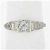 Art Deco 18k White Gold .40 ctw Old Cut Diamond Solitaire Engagement Promise Rin