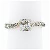 Antique Edwardian 18K Gold Platinum 0.90 ctw Diamond Wavy Accents Engagement Rin