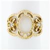 Vintage 14k Yellow Gold Oval Cat's Eye Moonstone &.14 ctw Diamond Cigar Band Rin