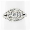 Antique Art Deco Platinum 0.81 ctw Old Cut Diamond Detailed Etched Domed Band Ri