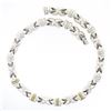 Image 3 : Designer Silver & 18K Gold Fancy Puffed "X" Circular Link 17.5" Collier Necklace
