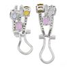 Image 6 : Solid 14k White Gold 3.10 ctw Multi Color Sapphire & Diamond Omega Cuff Earrings