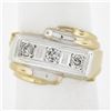 Image 8 : Men's Retro 14k Two Tone Gold 0.25 ctw Old Cut Pave Diamond Bypass Band Ring