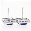 Image 6 : Unique 18k Gold 4.6 ctw Cushion Amethyst Channel Diamond Halo Square Stud Earrin