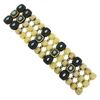 Image 4 : Vintage 18k Yellow Gold Turquoise & Black Enamel Work 1.9mm Wide 3 Row Bracelet