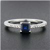 Image 2 : New 14k Gold 0.70 ctw Square Cut Sapphire Diamond Solitaire Stack Engagement Rin