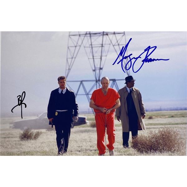 Seven Brad Pitt and Morgan Freeman facsimile signed movie photo