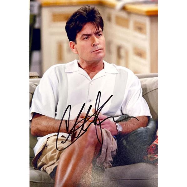 Two and a Half men Charlie Sheen facsimile signed photo