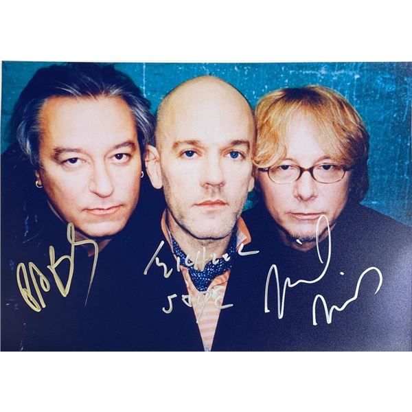 R.E.M. facsimile band signed photo