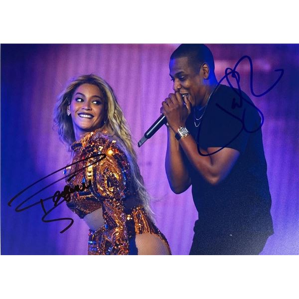 Jay-Z and BeyoncÃ© facsimile signed photo