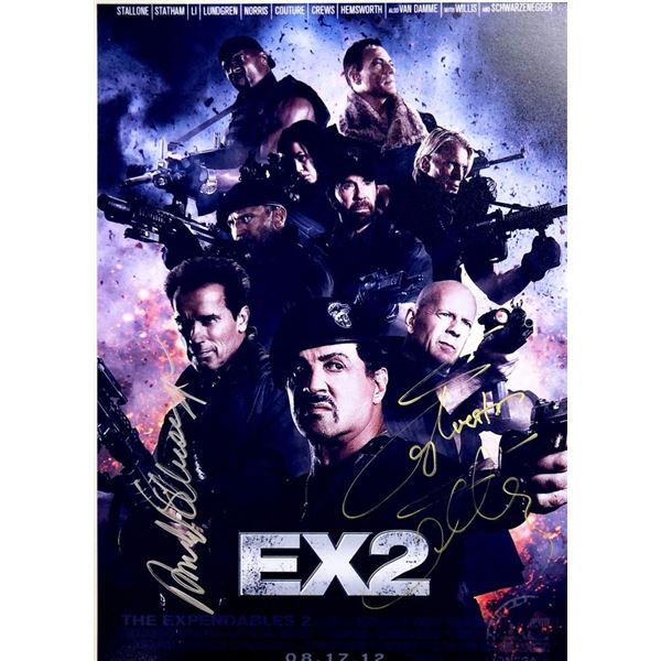 The Expendables 2 Arnold Schwarzenegger and Sylvester Stallone facsimile signed  movie photo