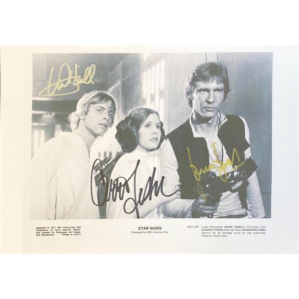 Star Wars 1977 cast facsimile signed  movie photo