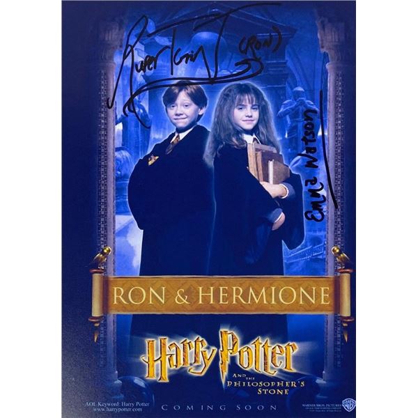 Harry Potter and the Philosopher's Stone Rupert Grint and Emma Watson facsimile signed  movie photo